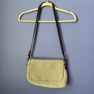 90s Liz Claiborne Shoulder Purse Beige Braided Chain Knot Weave Crossbody Bag